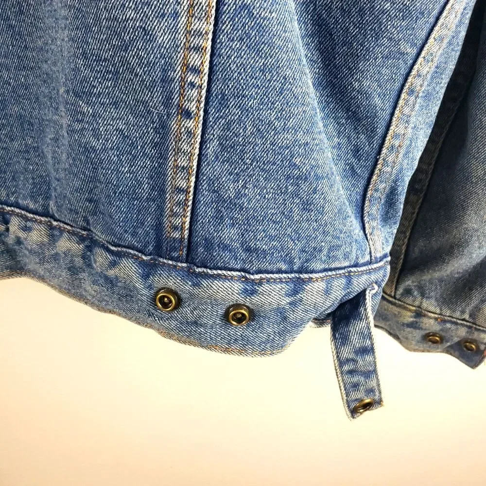 Men's Vintage Milano Bay Denim Sherpa Line Snap Button Jacket Size Large - Picture 10 of 13